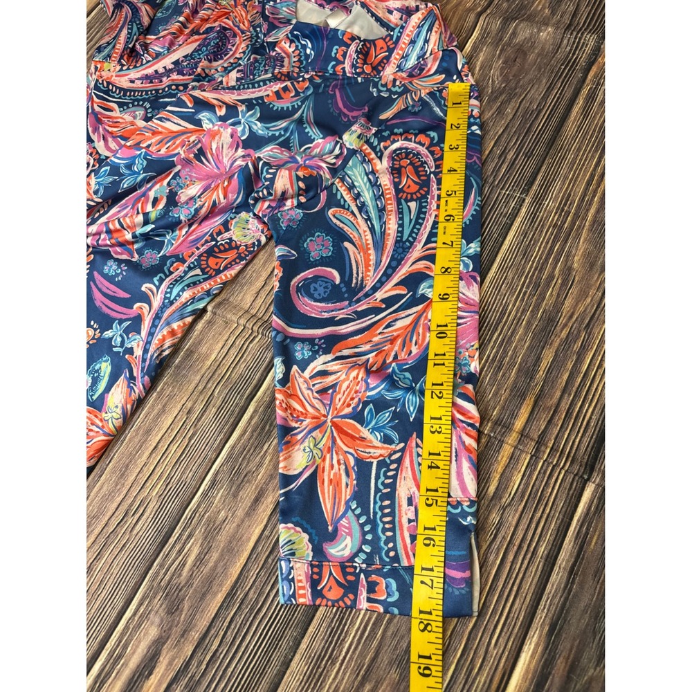 Stella Parker Dress Womens L Navy Paisley Floral Split Neck 3/4 Sleeve Shift - Picture 8 of 14